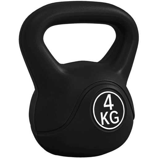 HOMCOM Peso Russo de 4 kg Kettlebell Fitness Preenchido de Areia com Punho Largo Antiderrapante para Exercícios e Treinos em Casa Ginásio 18x12x20 cm Preto