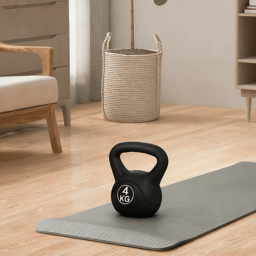 HOMCOM Peso Russo de 4 kg Kettlebell Fitness Preenchido de Areia com Punho Largo Antiderrapante para Exercícios e Treinos em Casa Ginásio 18x12x20 cm Preto