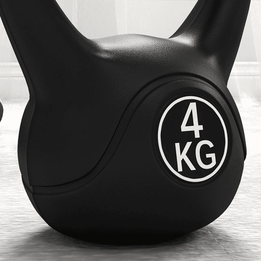HOMCOM Peso Russo de 4 kg Kettlebell Fitness Preenchido de Areia com Punho Largo Antiderrapante para Exercícios e Treinos em Casa Ginásio 18x12x20 cm Preto