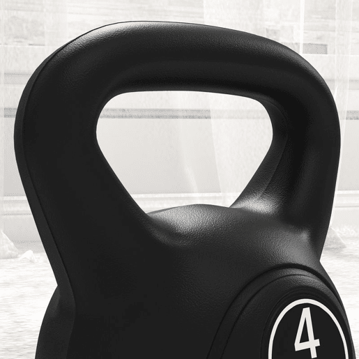 HOMCOM Peso Russo de 4 kg Kettlebell Fitness Preenchido de Areia com Punho Largo Antiderrapante para Exercícios e Treinos em Casa Ginásio 18x12x20 cm Preto
