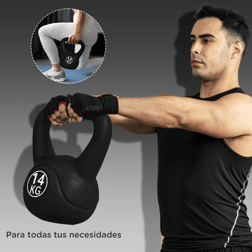 HOMCOM Peso Russo de 4 kg Kettlebell Fitness Preenchido de Areia com Punho Largo Antiderrapante para Exercícios e Treinos em Casa Ginásio 18x12x20 cm Preto