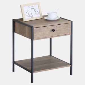 Mesa de cabeceira Cambrian em carvalho e preto com 1 gaveta e prateleira inferior 40x50x40 cm