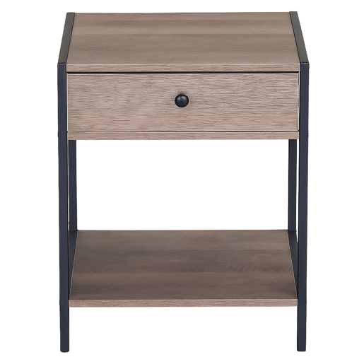 Mesa de cabeceira Cambrian em carvalho e preto com 1 gaveta e prateleira inferior 40x50x40 cm