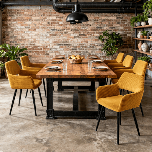 Cadeiras De Jantar Estofadas Em Tecido De Veludo Canelado Amarelo Com Pernas Metálicas Pretas Estilo Escandinavo Conjunto De 6 Ideal Para Sala Cozinha Ou Escritório Moderno