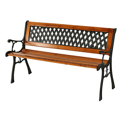 Banco de jardim Well Home em madeira e metal 73x125x52cm