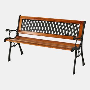 Banco de jardim Well Home em madeira e metal 73x125x52cm