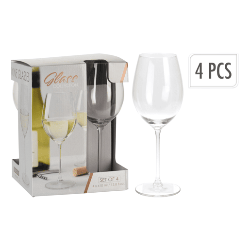 Conjunto de taças de vinho de 410 ml - Design fino e elegante para desfrutar com estilo - Conjunto de 4 peças