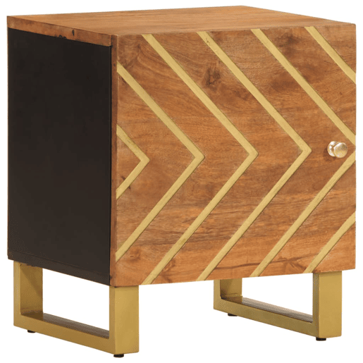 Mesa De Cabeceira - Mesinha De Cabeceira madeira de mangueira maciça castanho e preto