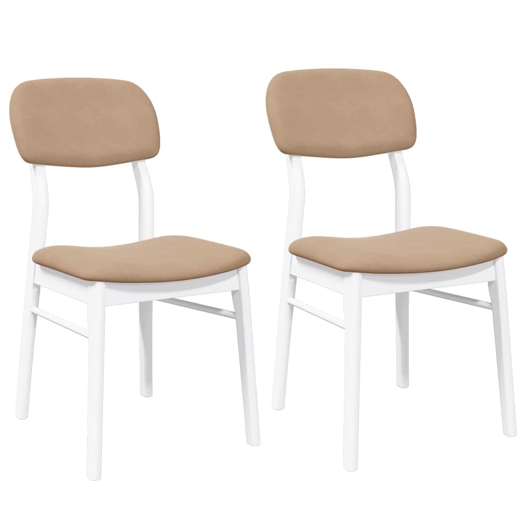 Vidaxl sillas de comedor con cojines 2uds madera maciza blanco caucho