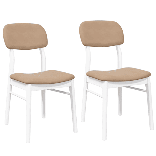 vidaXL Cadeiras de jantar com almofadões 2 pcs madeira maciça branco