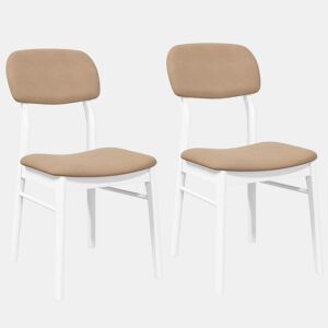 vidaXL Cadeiras de jantar com almofadões 2 pcs madeira maciça branco