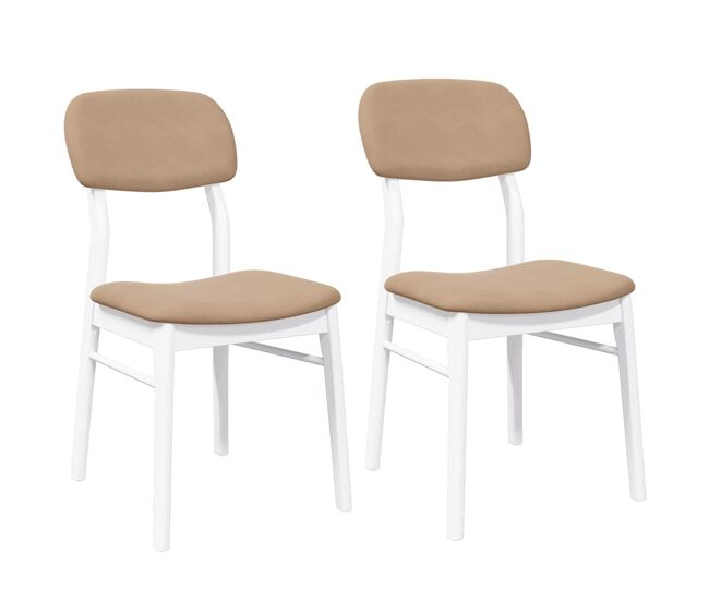 Vidaxl sillas de comedor con cojines 2uds madera maciza blanco caucho