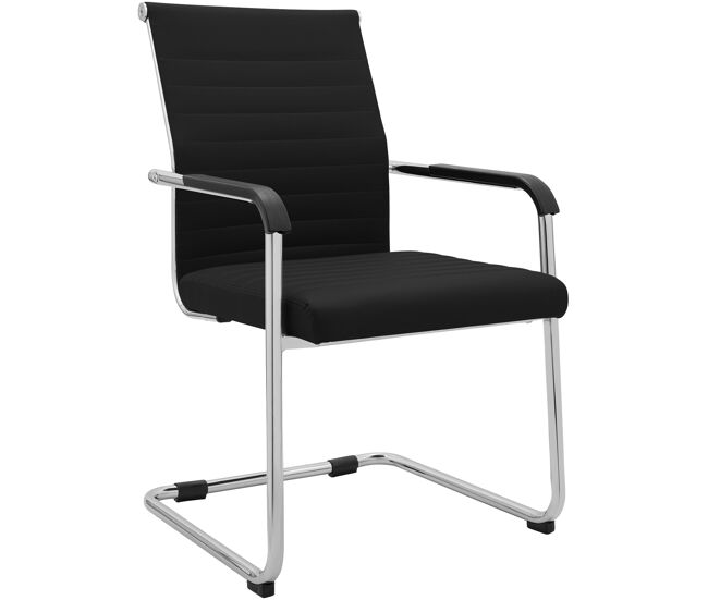 Silla cantilever hakon en imitación de cuero metal negro 62x55x90 cm