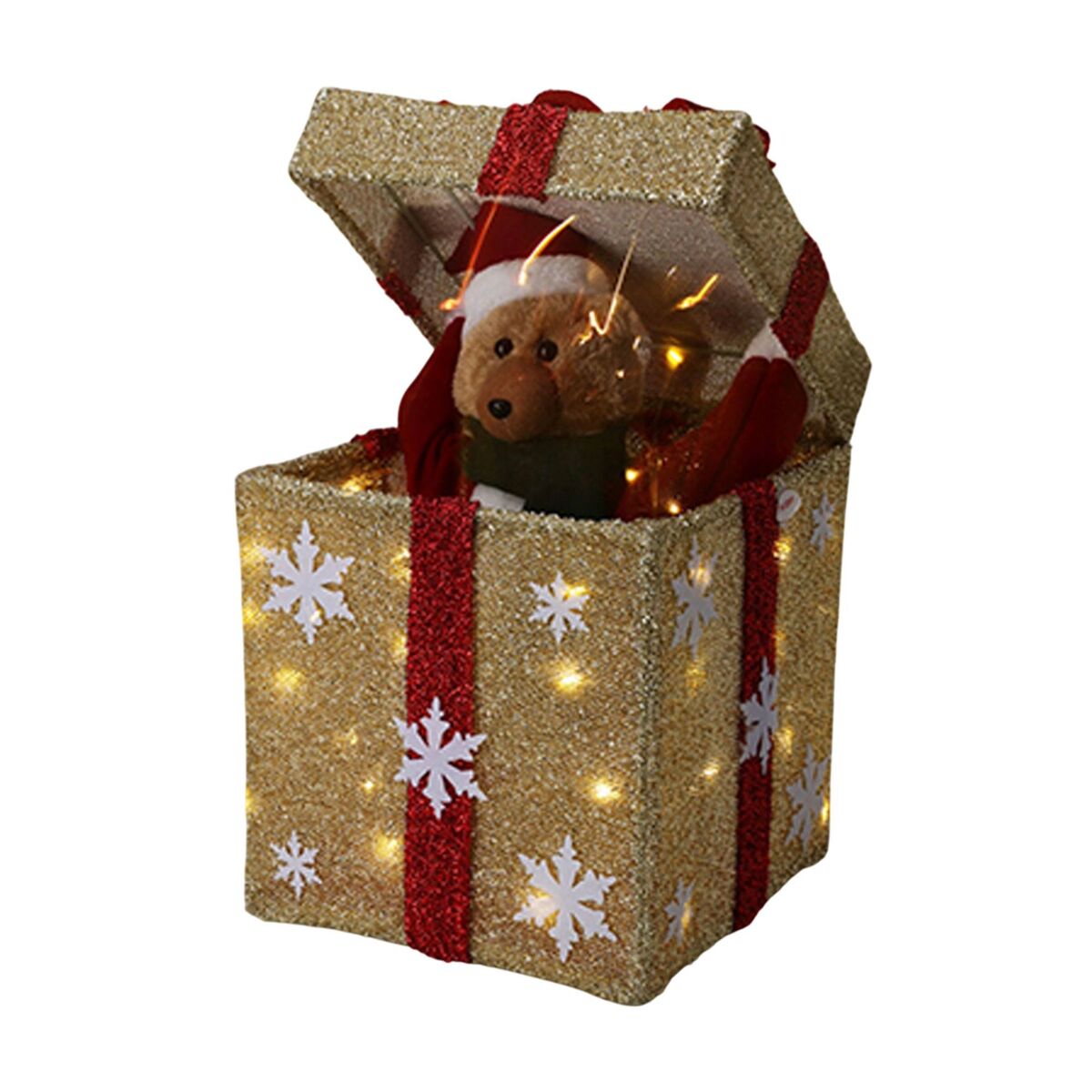 Caja de Regalo Decorativa Navideña con Música y 50 LEDs cálidas