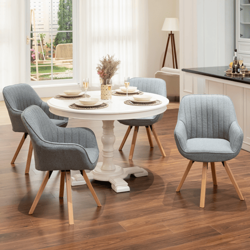 Cadeiras De Jantar Giratórias 360 Graus Estofadas Em Tecido Cinza Com Pernas De Madeira Maciça Estilo Escandinavo Conjunto De 2 Ideal Para Sala Escritório Ou Cozinha