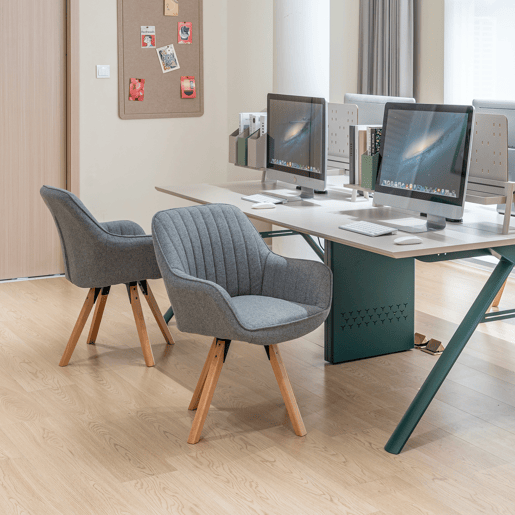 Cadeiras De Jantar Giratórias 360 Graus Estofadas Em Tecido Cinza Com Pernas De Madeira Maciça Estilo Escandinavo Conjunto De 2 Ideal Para Sala Escritório Ou Cozinha