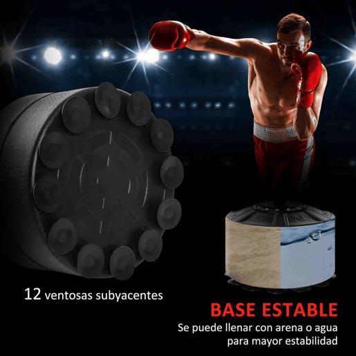 HOMCOM Punching Ball de Boxe com Altura Ajustável com 2 Bolas de Velocidade Barra Giratória 360° e Base Preenchida com Água ou Areia Punching Ball para Adultos 88x50x160-230 cm Vermelho e Preto