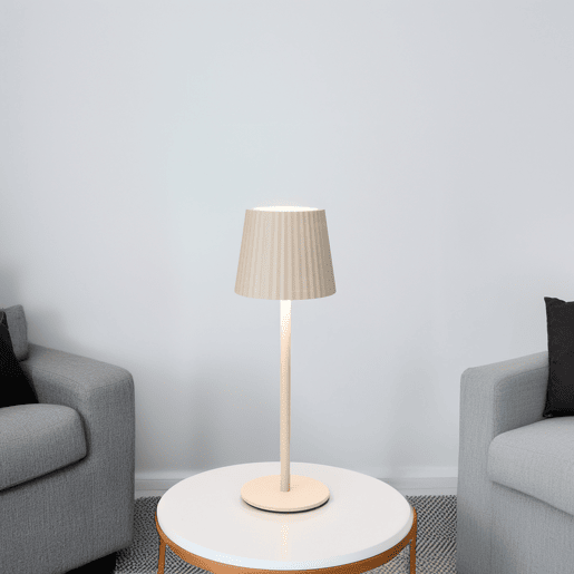 Luminária de mesa LED recarregável Well Home creme com 24 luzes brancas quentes e 3 níveis de brilho Ø27,5x9cm
