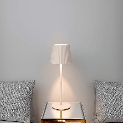 Luminária de mesa LED recarregável Well Home creme com 24 luzes brancas quentes e 3 níveis de brilho Ø27,5x9cm