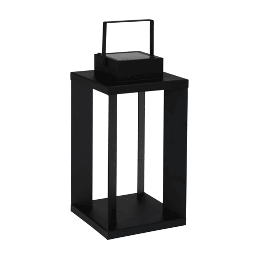 Lanterna solar de metal preto Well Home com 25 luzes LED brancas quentes 42x22x22cm