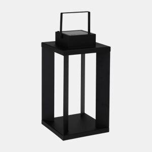 Lanterna solar de metal preto Well Home com 25 luzes LED brancas quentes 42x22x22cm