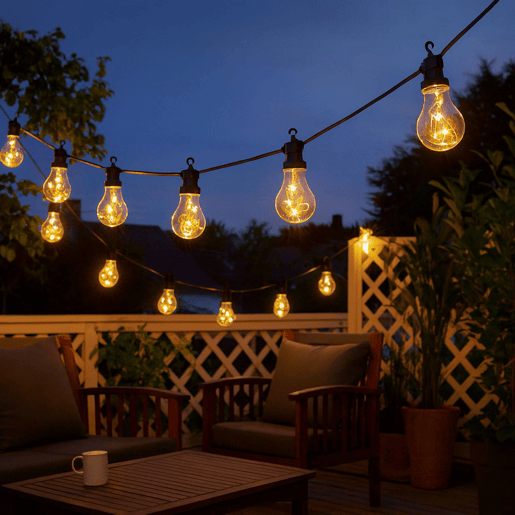 Cordão de 10 luzes LED em branco quente 15x450x6cm