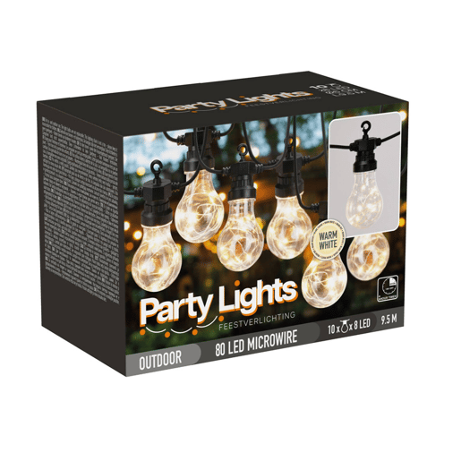 Cordão de 10 luzes LED em branco quente 15x450x6cm