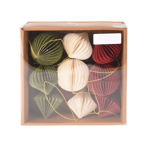 Conjunto de 9 decorações de Natal em formato de favo de mel da Well Home - Diversos formatos e cores