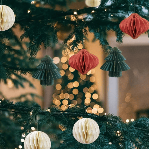 Conjunto de 9 decorações de Natal em formato de favo de mel da Well Home - Diversos formatos e cores