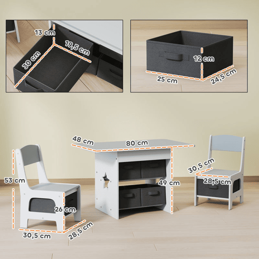 AIYAPLAY Mesa Infantil com 2 Cadeiras Mesa e Cadeiras para Crianças com 6 Gavetas de Tecido Desenho Estrelas para Meninos e Meninas de 3-8 Anos para Casa Escola Infantil Salas de Aula Cinza Claro AIYAPLAY Mesa Infantil com 2 Cadeiras Mesa e Cadeiras para Crianças com 6 Gavetas de Tecido Desenho Estrelas para Meninos e Meninas de 3-8 Anos para Casa Escola Infantil Salas de Aula Cinza Claro