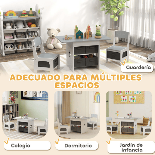 AIYAPLAY Mesa Infantil com 2 Cadeiras Mesa e Cadeiras para Crianças com 6 Gavetas de Tecido Desenho Estrelas para Meninos e Meninas de 3-8 Anos para Casa Escola Infantil Salas de Aula Cinza Claro AIYAPLAY Mesa Infantil com 2 Cadeiras Mesa e Cadeiras para Crianças com 6 Gavetas de Tecido Desenho Estrelas para Meninos e Meninas de 3-8 Anos para Casa Escola Infantil Salas de Aula Cinza Claro