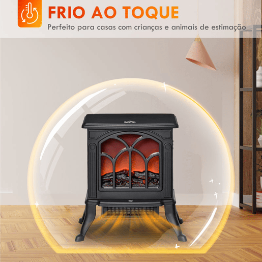 HOMCOM Lareira Elétrica 7501500 W Lareira Decorativa com 2 Níveis de Potência Efeito Chama Proteção contra Sobreaquecimento Área de Cobertura 15-20 m² 37,3x23,1x44 cm Preto HOMCOM Lareira Elétrica 7501500 W Lareira Decorativa com 2 Níveis de Potência Efeito Chama Proteção contra Sobreaquecimento Área de Cobertura 15-20 m² 37,3x23,1x44 cm Preto