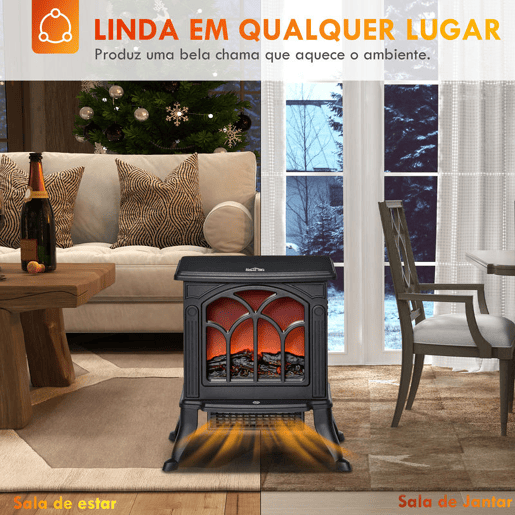 HOMCOM Lareira Elétrica 7501500 W Lareira Decorativa com 2 Níveis de Potência Efeito Chama Proteção contra Sobreaquecimento Área de Cobertura 15-20 m² 37,3x23,1x44 cm Preto HOMCOM Lareira Elétrica 7501500 W Lareira Decorativa com 2 Níveis de Potência Efeito Chama Proteção contra Sobreaquecimento Área de Cobertura 15-20 m² 37,3x23,1x44 cm Preto
