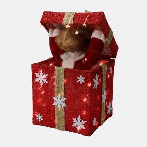 Caixa de presente de Natal vermelha decorativa com música e 50 LEDs quentes 50x25x25cm
