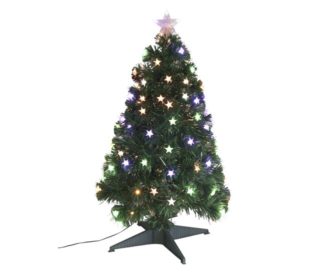 árbol de navidad de fibra óptica con 90 luces led cálido y con estrella