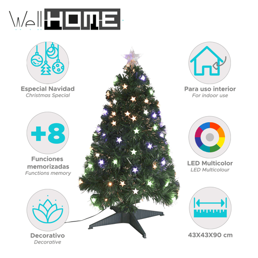 Árvore de Natal com 90 luzes LED brancas e estrela