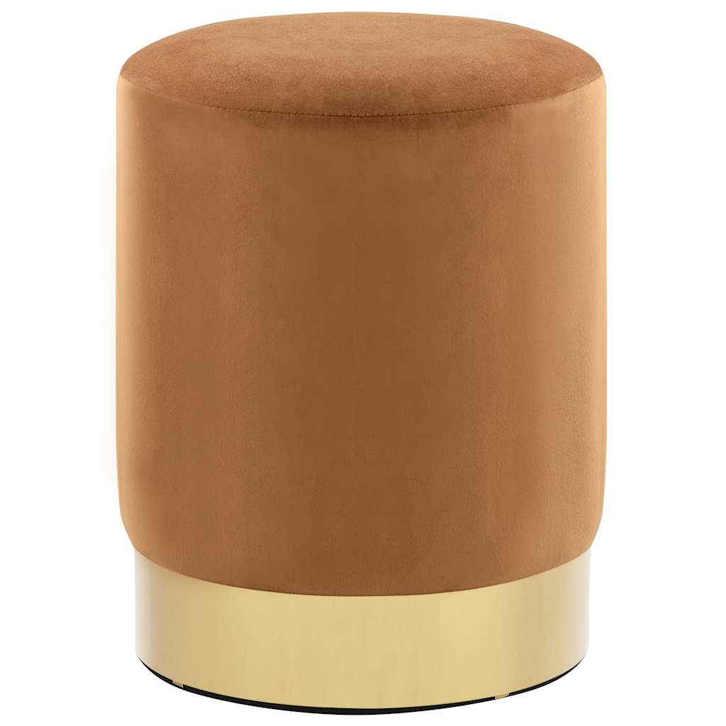 Vidaxl taburete de terciopelo 28 x 36 cm marrón y dorado