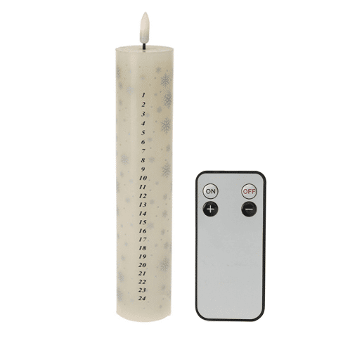Vela de Advento LED com controle remoto e chama branca quente Ø25x5cm