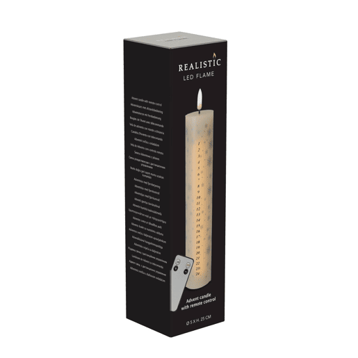 Vela de Advento LED com controle remoto e chama branca quente Ø25x5cm