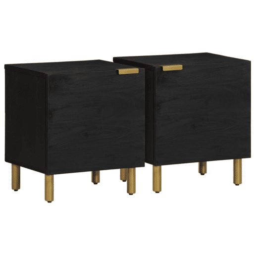 Lote de 2 Mesas De Cabeceira - Mesinhas De Cabeceira 40x33x46 cm mangueira maciça preto Lote de 2 Mesas De Cabeceira - Mesinhas De Cabeceira 40x33x46 cm mangueira maciça preto