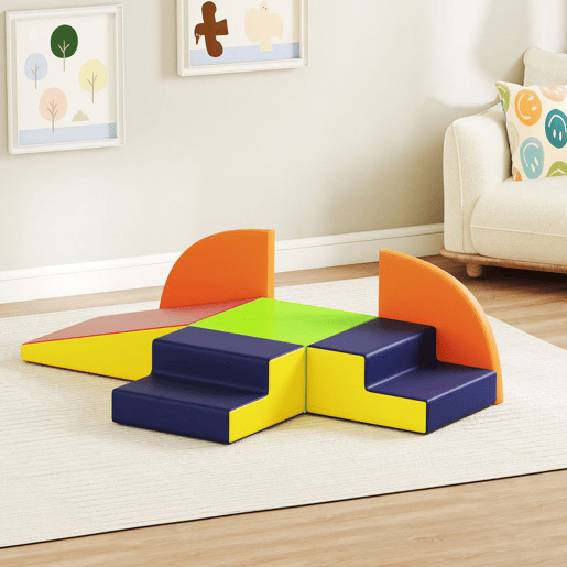 AIYAPLAY Conjunto de 6 Blocos de Espuma para Crianças, Blocos de Psicomotricidade Infantil com Base Antideslizante, para Crianças dos 0,5 aos 6 Anos, Set de Escalada para Interior, para Escalar e Gatilhar, Multicolorido