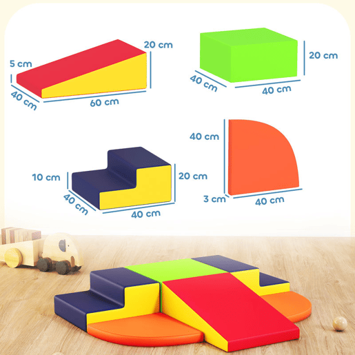 AIYAPLAY Conjunto de 6 Blocos de Espuma para Crianças, Blocos de Psicomotricidade Infantil com Base Antideslizante, para Crianças dos 0,5 aos 6 Anos, Set de Escalada para Interior, para Escalar e Gatilhar, Multicolorido