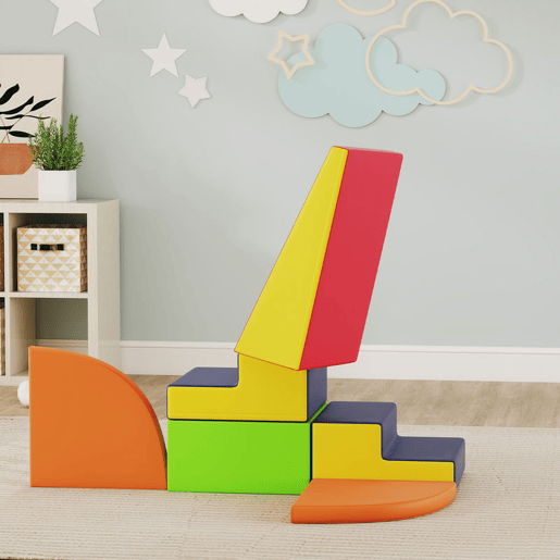 AIYAPLAY Conjunto de 6 Blocos de Espuma para Crianças, Blocos de Psicomotricidade Infantil com Base Antideslizante, para Crianças dos 0,5 aos 6 Anos, Set de Escalada para Interior, para Escalar e Gatilhar, Multicolorido