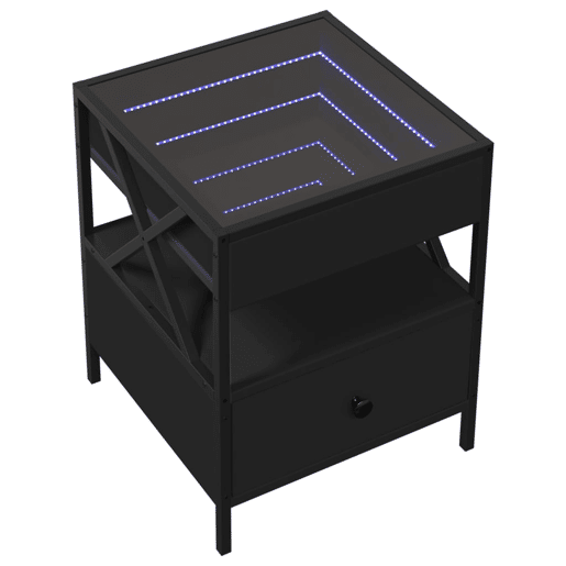Mesa De Cabeceira - Mesinha De Cabeceira com luzes LED Infinity 40x40x51 cm preto