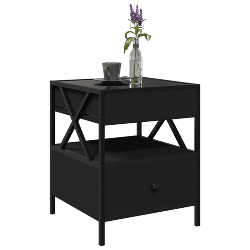 Mesa De Cabeceira - Mesinha De Cabeceira com luzes LED Infinity 40x40x51 cm preto