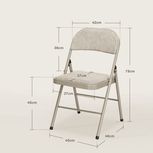 HOMCOM Conjunto de 4 Cadeiras Dobráveis com Encosto e Assento Acolchoado em Linho Sintético e Estrutura em Aço para Sala de Estar Escritório Cozinha 45x46x78 cm Bege