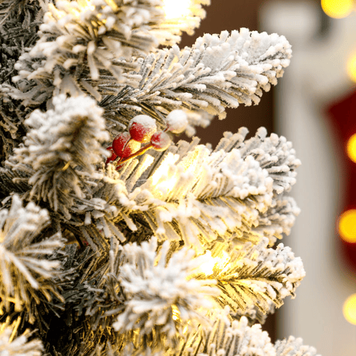 HOMCOM Árvore de Natal com 35 Luzes LED 60 cm Mini Árvore de Natal Artificial com 72 Ramos com Neve Pinhas Bagas e Base de Saco de Juta Decoração de Natal de Mesa para Casa Escritório Verde