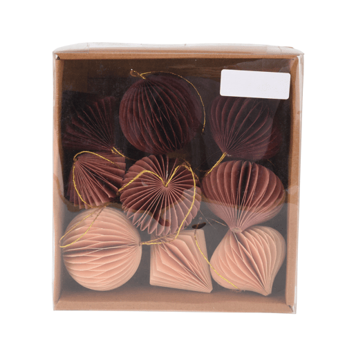 Conjunto de 9 decorações de Natal em formato de favo de mel da Well Home - Formatos variados em rosa