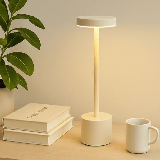 Candeeiro de mesa Well Home Cream com 24 luzes LED branco quente com 3 modos de iluminação Ø34,2x8cm