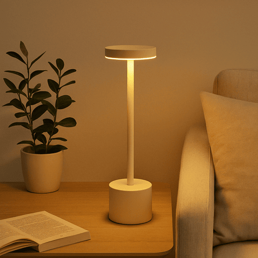 Candeeiro de mesa Well Home Cream com 24 luzes LED branco quente com 3 modos de iluminação Ø34,2x8cm